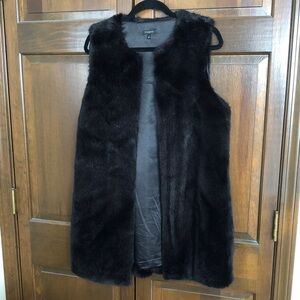 Talbots Black Faux Fur Vest
